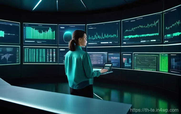 신경망 아키텍처의 유지 보수 전략 - **Prompt for AI Performance Monitoring:**
    "A high-tech, futuristic control room bathed in cool b...