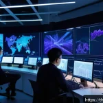 신경망의 파라미터 수 줄이기 위한 방법 - A futuristic AI research laboratory setting, featuring a detailed neural network visualization on la...