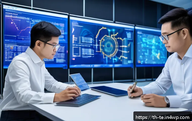 최신 딥러닝 연구 동향에 따른 아키텍처 설계 - A high-tech modern AI research lab scene focused on the fusion of Transformer and convolutional neur...